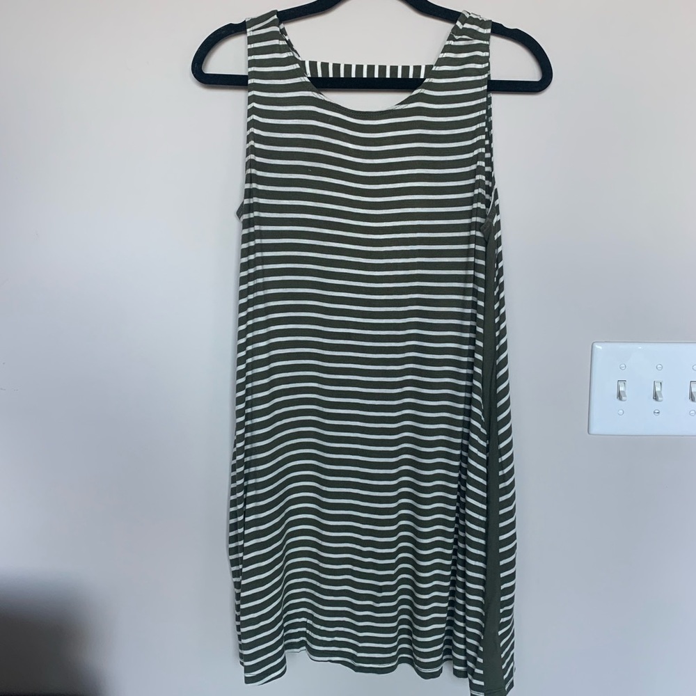 Green Striped Swing Dress with Back Detail